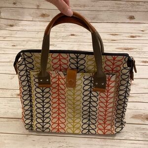 Rare Orla Kiely Linear Stem Easy Zip Tote Multi Color